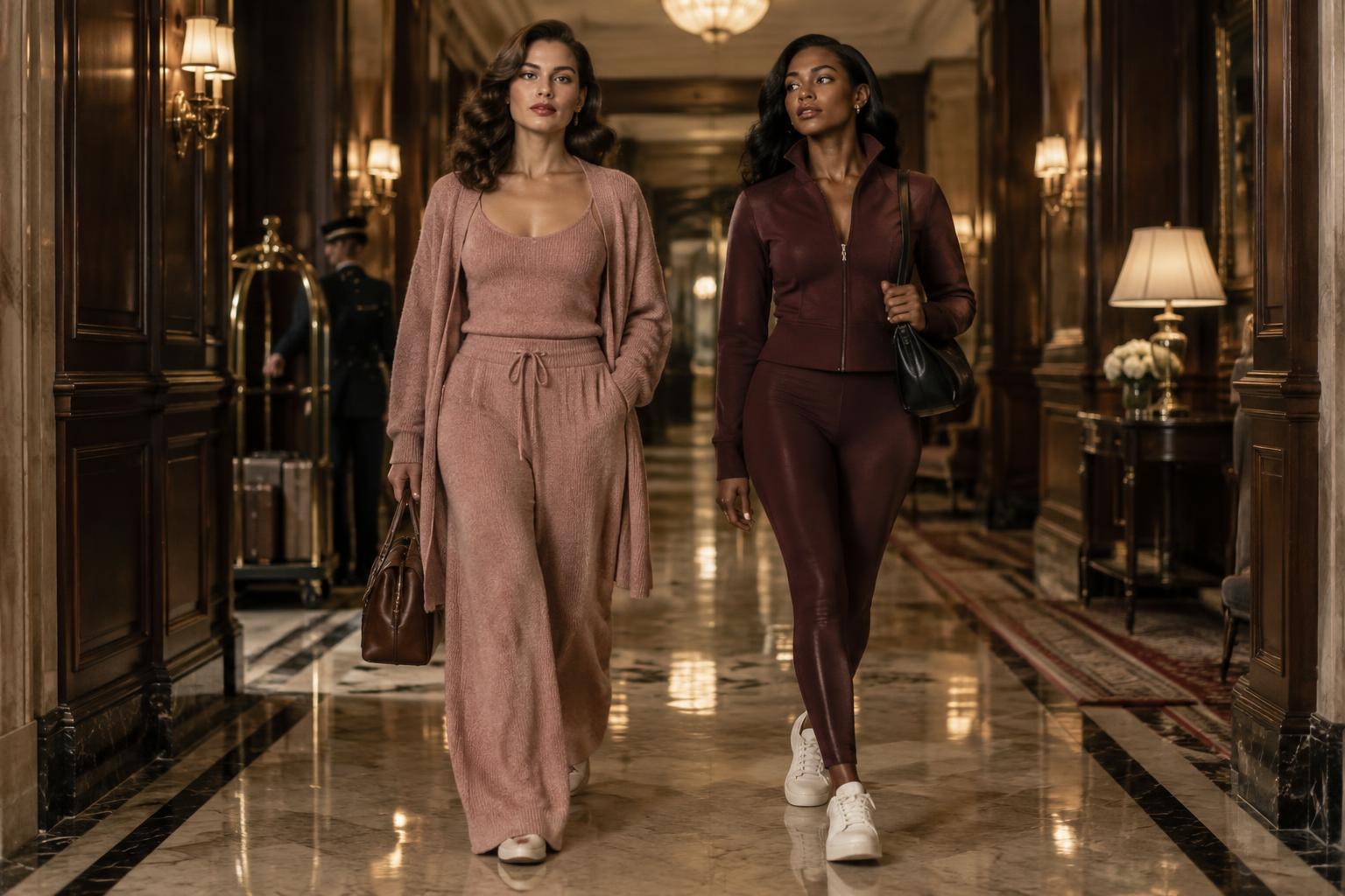 Models wearing Plush Beauty & Co. active and lounge collections